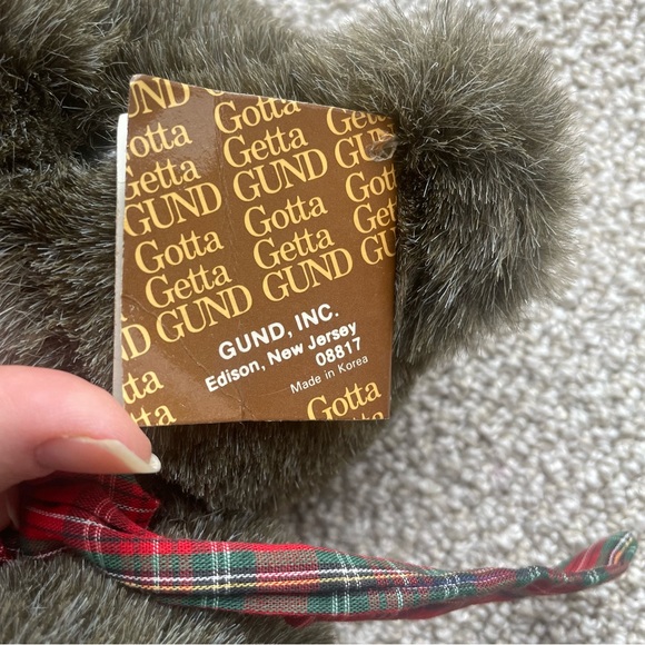 NWT GUND T.C. BIRTHDAY BEAR 1982 Jointed Brown Plush Red Bow - Faux Leather Paws - Picture 5 of 8